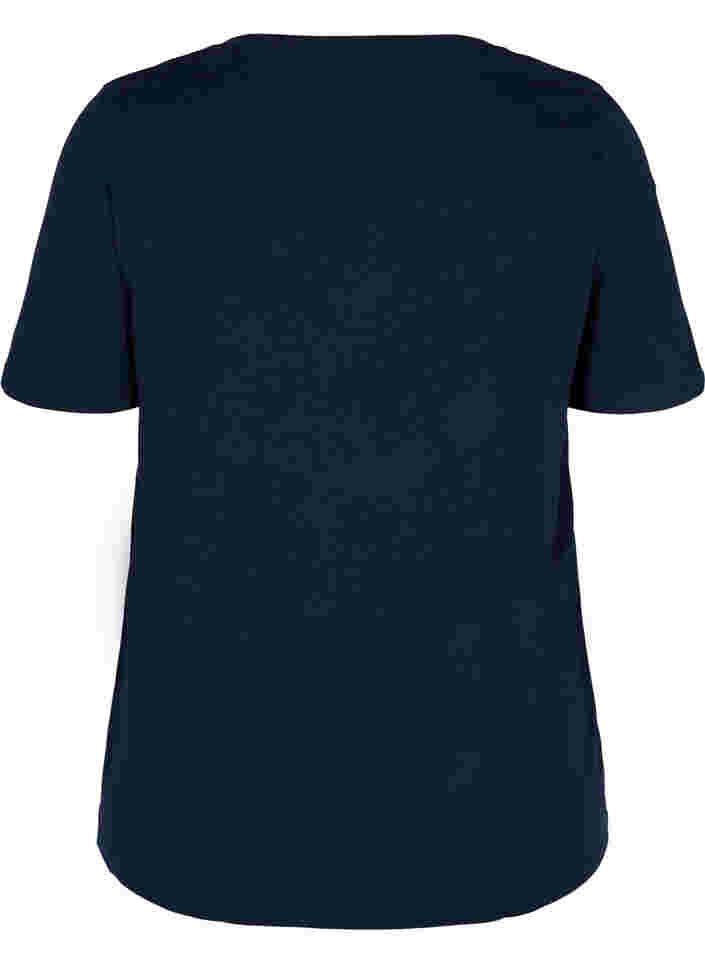 T-shirt i ekologisk bomull med v-ringning, Navy Blazer, Packshot image number 1