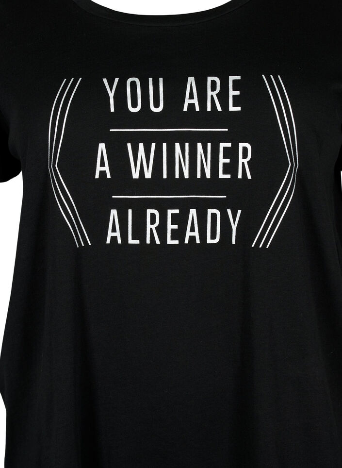  T-shirt till träning med print, Black w. Winner, Packshot image number 2