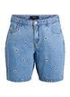 Jeansshorts med broderade blommor, Blå, Packshot image number 0