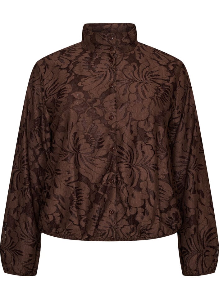 Bomberjacka i blommig jacquard, Brun, Packshot image number 0
