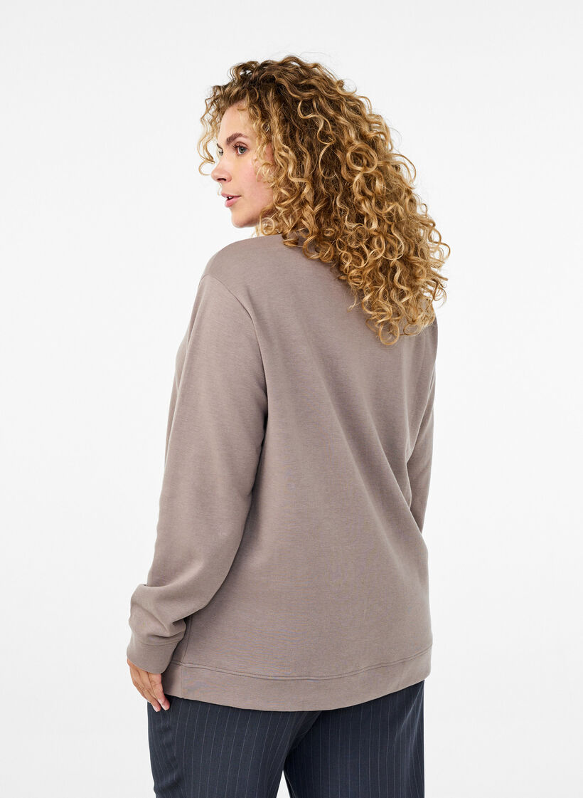 FLASH - Sweatshirt med rund halsringning, Beige, Model image number 2