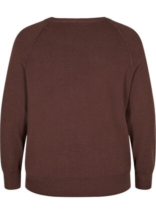Stickad tröja med rund urringning, Coffee Bean, Packshot image number 1