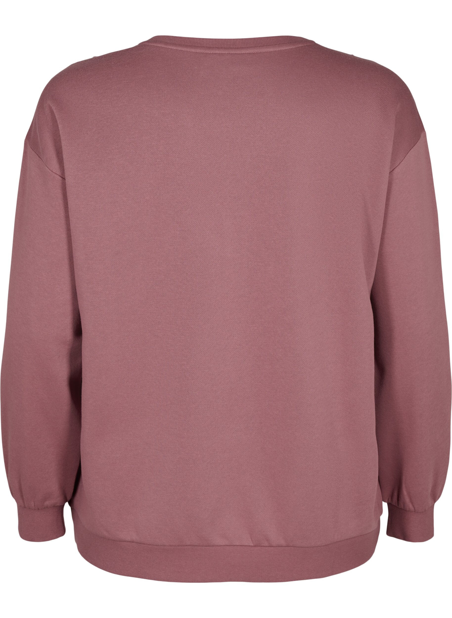 Zizzi Sweatshirt med volang och virkad detalj, Rose Brown, Packshot image number 1