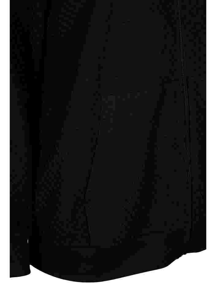 Strukturerad sportig cardigan med blixtlås, Black, Packshot image number 3