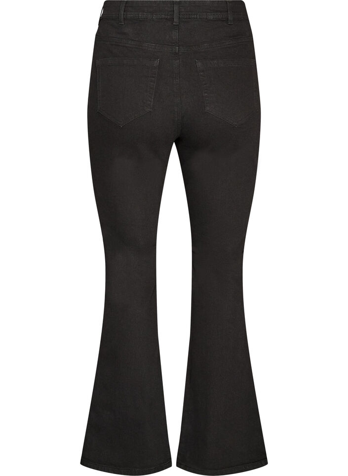 H&ouml;gmidjade jeans med bootcut, Svart, Packshot image number 1