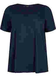 T-shirt i bomull med spetsband, Navy Blazer