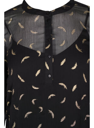 A-linjeformad klänning  med smock i ärm, Black, Packshot image number 2