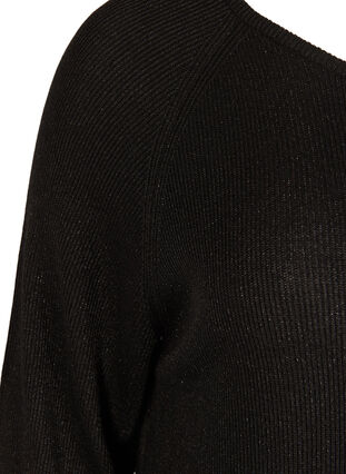 Stickad klänning med ballongärmar och lurex, Black w/ Lurex, Packshot image number 2