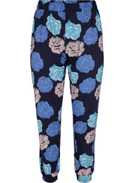 Pyjamasbyxor med blommigt mönster i bomull, Blue Flower