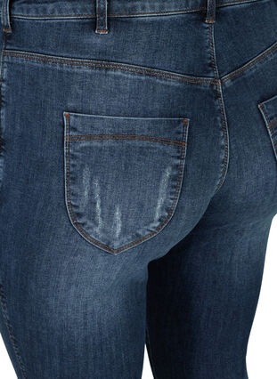 Amy jeans med hög midja och slitna detaljer, Blue denim, Packshot image number 3