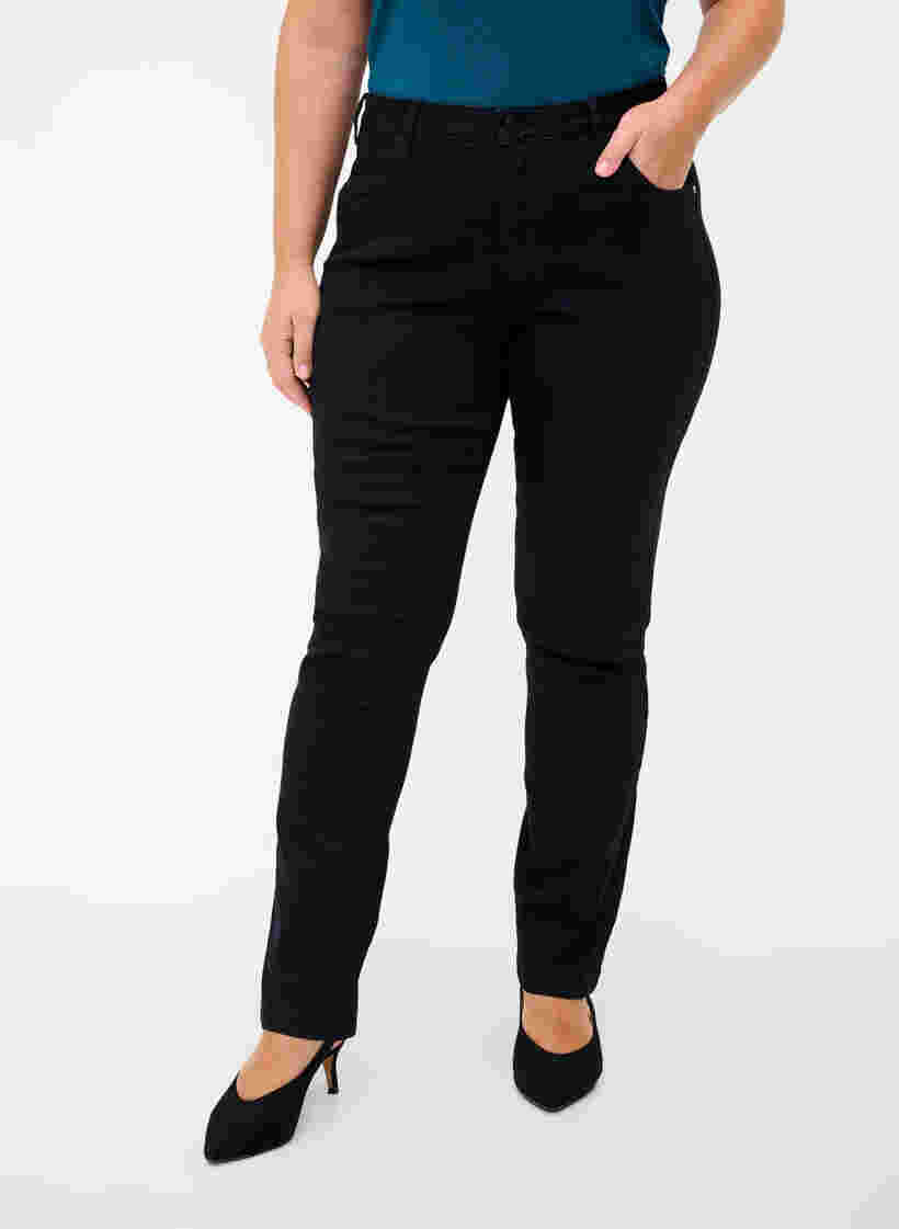 Slim fit Emily jeans med normalhög midja, Black, Model image number 3