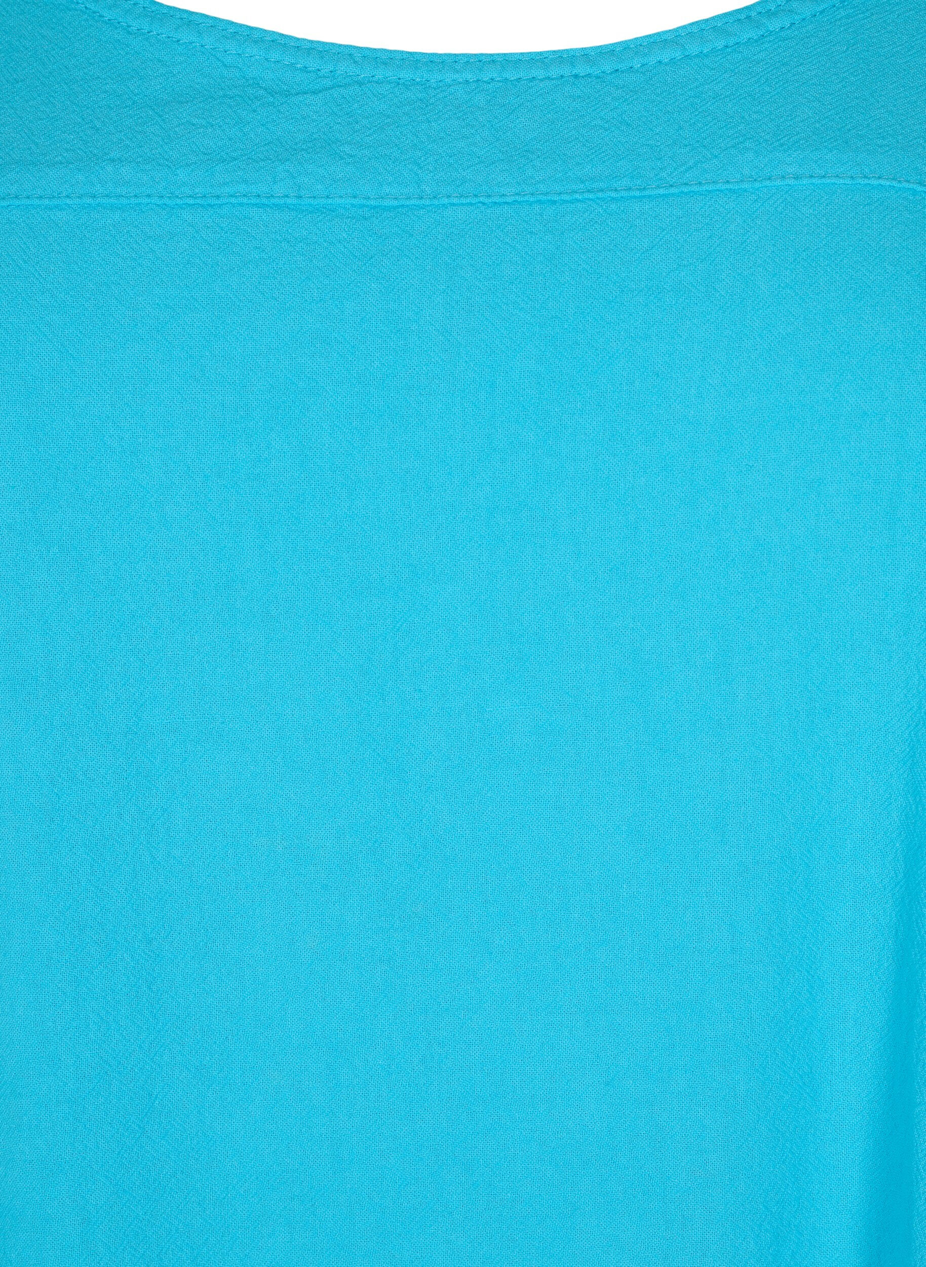 Zizzi Kort&auml;rmad kl&auml;nning i bomull, Bl&aring;, Packshot image number 2