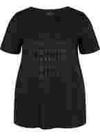 Bomulls t-shirt med ton-i-ton-tryck, Black Originality