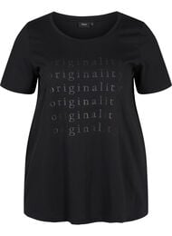 Bomulls t-shirt med ton-i-ton-tryck, Black Originality