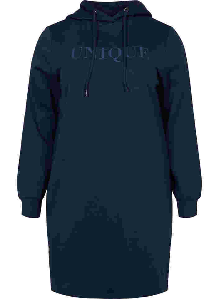 Sweatshirtklänning med huva och slits, Navy Blazer, Packshot image number 0