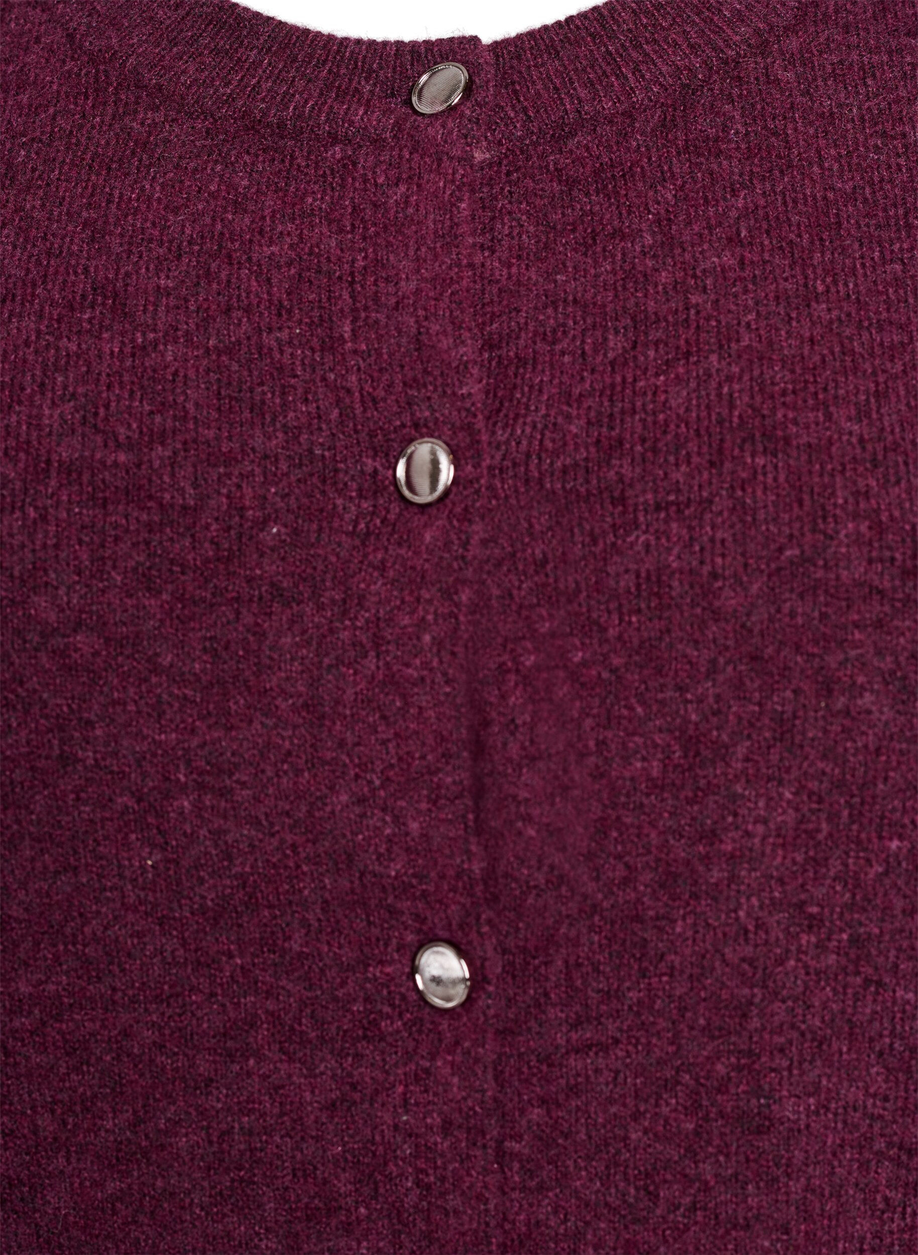 ZizziStickad kofta med korta &auml;rmar, M&ouml;rk Bordeaux, Packshot image number 2