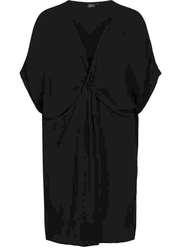 Kortärmad strandklänning i viskos, Black, Packshot image number 0