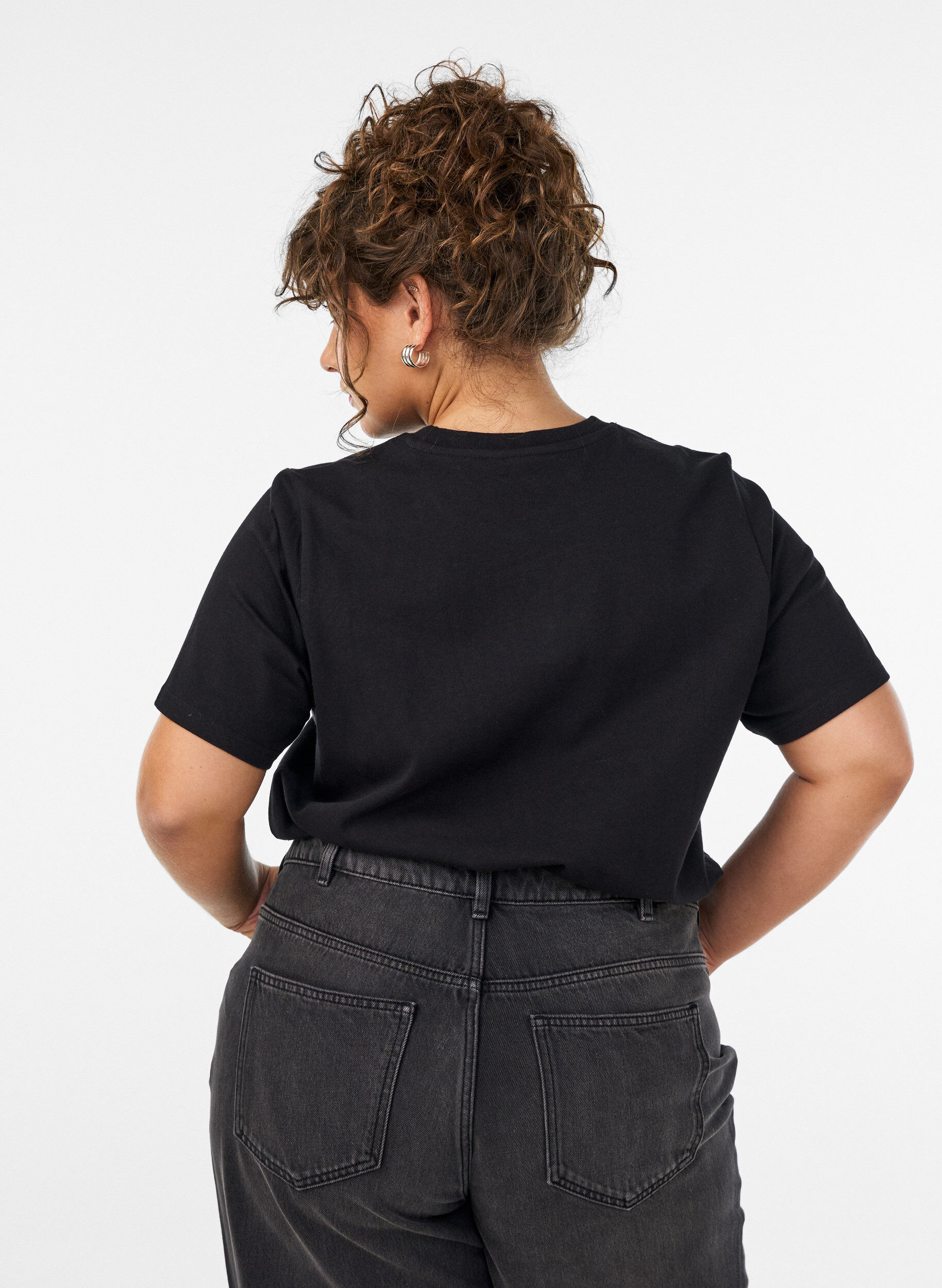 ZizziT-shirt i bomull med texttryck, Svart, Model image number 2