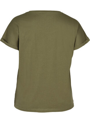 Kortärmad bomulls t-shirt med print , Ivy green w. Love, Packshot image number 1