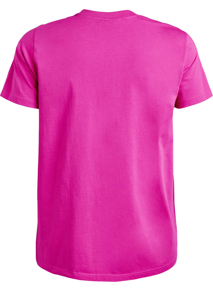 Enkel t-shirt i bomull med rund halsringning, Rosa, Packshot image number 1