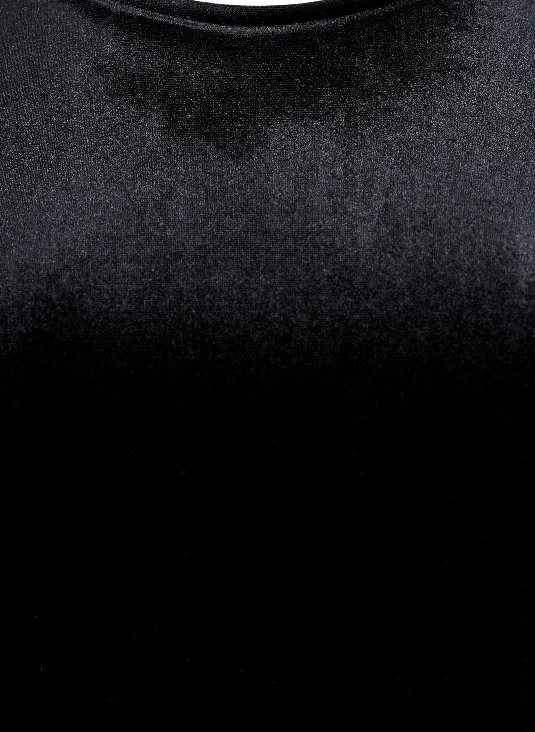 Zizzi Kort&auml;rmad topp i velour, Svart, Packshot image number 2