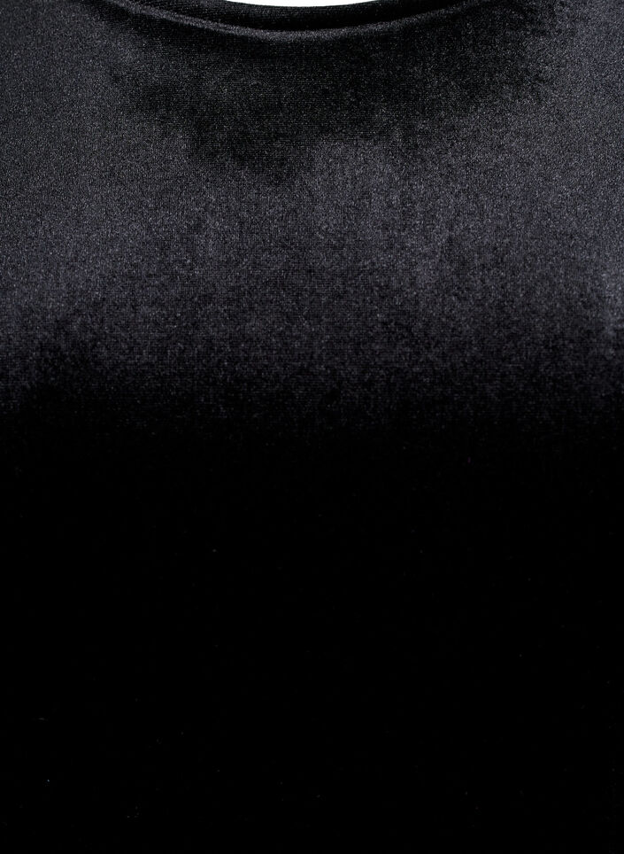 Kortärmad topp i velour, Svart, Packshot image number 2