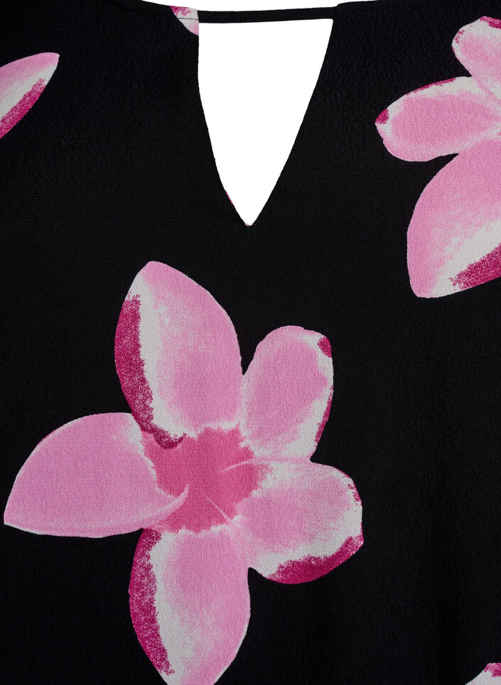 Kort&auml;rmad viskosblus med tryck, Svart, Packshot image number 2