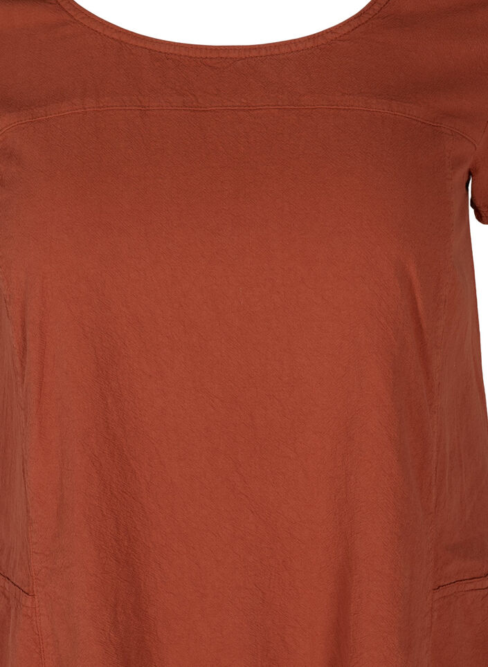 Kort&auml;rmad kl&auml;nning i bomull, Orange, Packshot image number 2