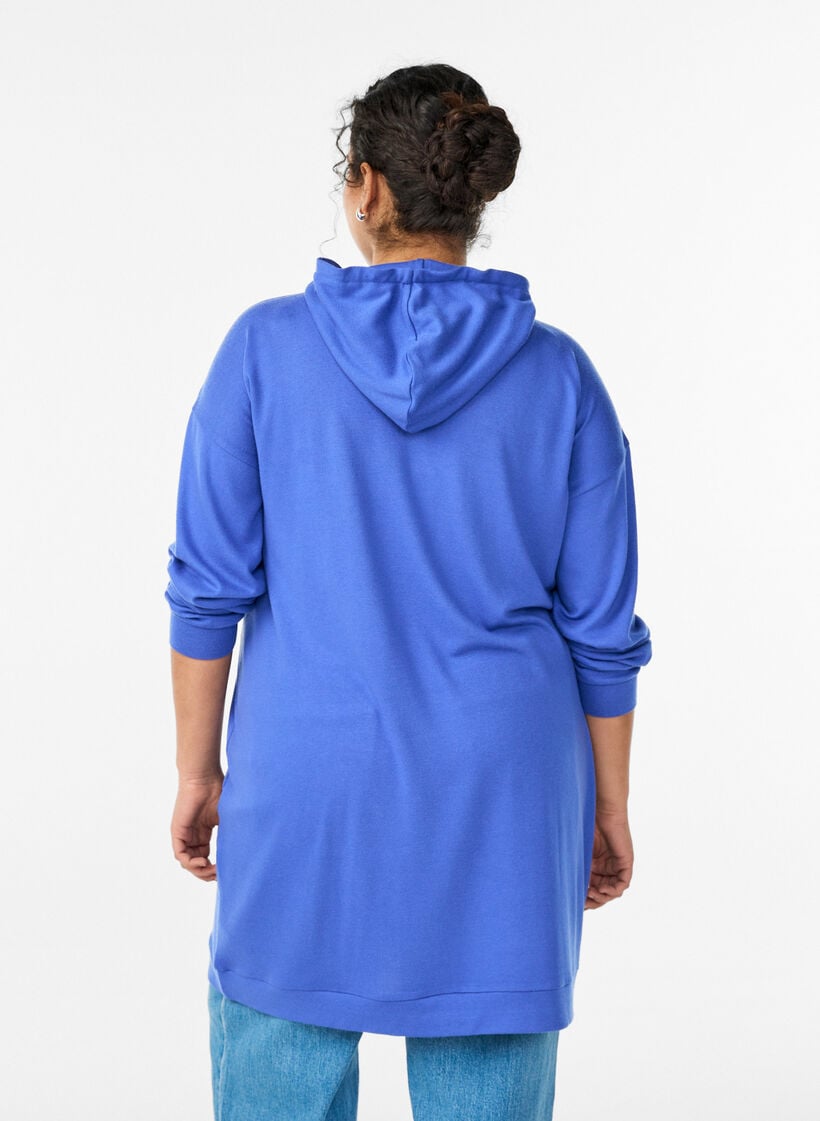 Kort hoodiekl&auml;nning med k&auml;nguruficka, Bl&aring;, Model image number 2
