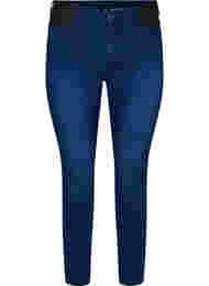Super slim Amy jeans med resår i midjan, Dark blue, Packshot