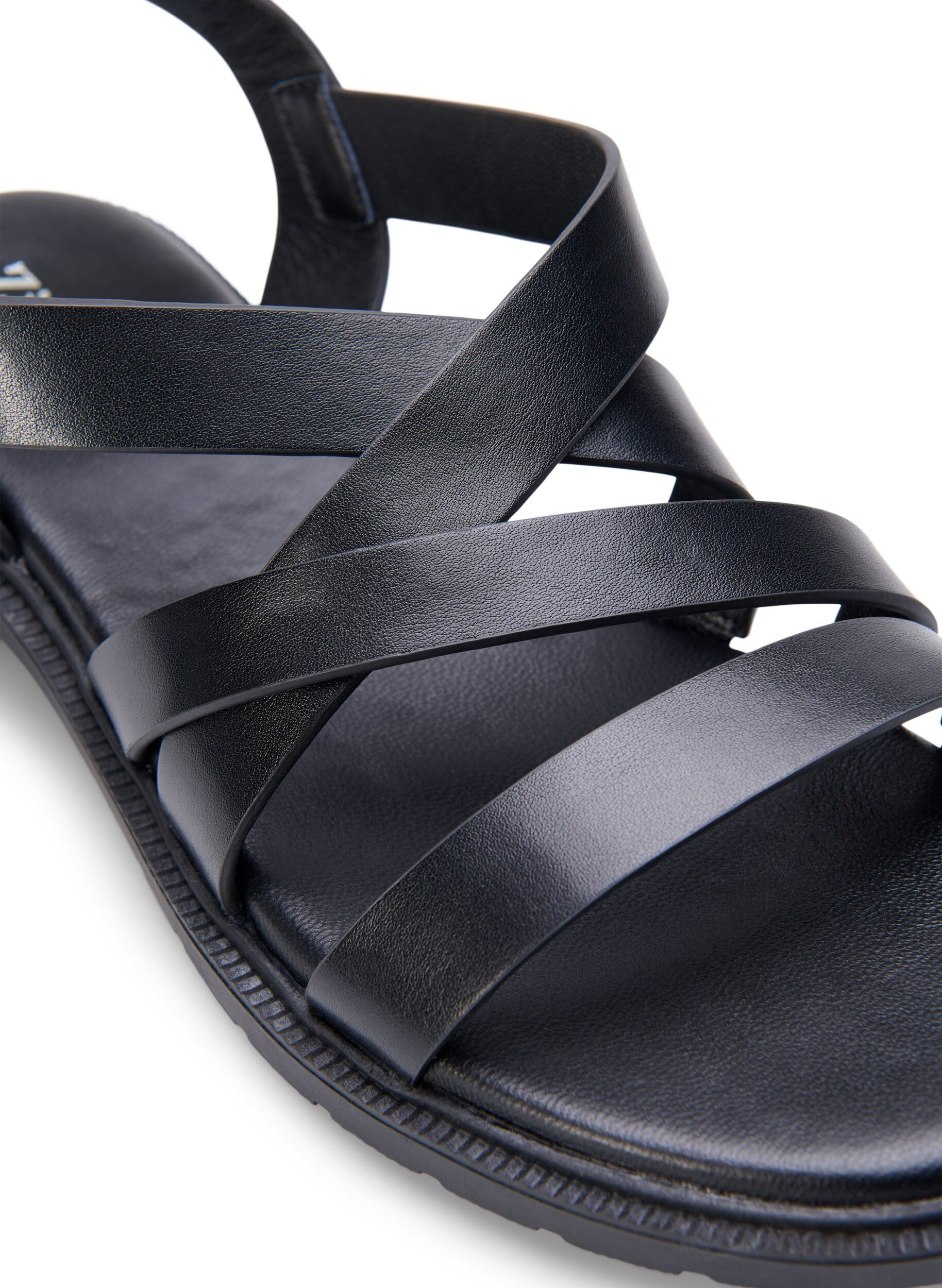 Zizzi Sommarsandal i l&auml;der med bred passform, Black, Packshot image number 3