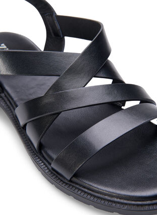 Sommarsandal i läder med bred passform, Black, Packshot image number 3