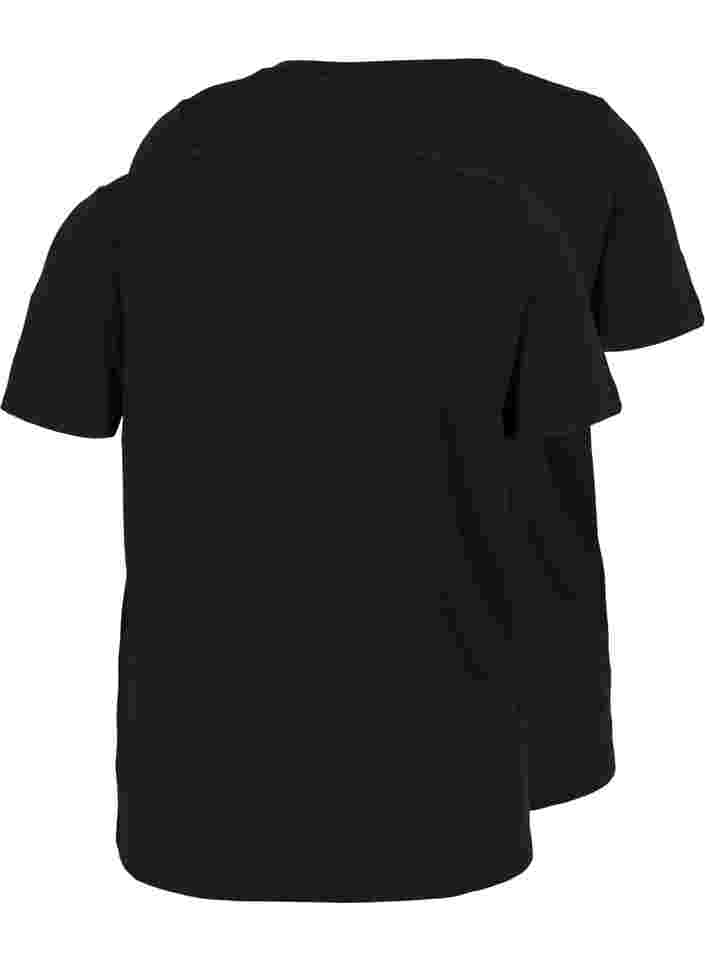 2-pack t-shirt i bomull, Black/Black, Packshot image number 1