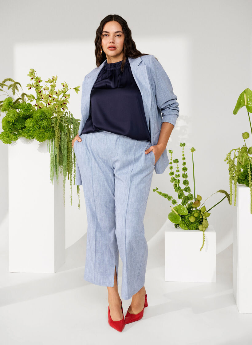 Melerade byxor med resår och knappstängning, Infinity , Image image number 0