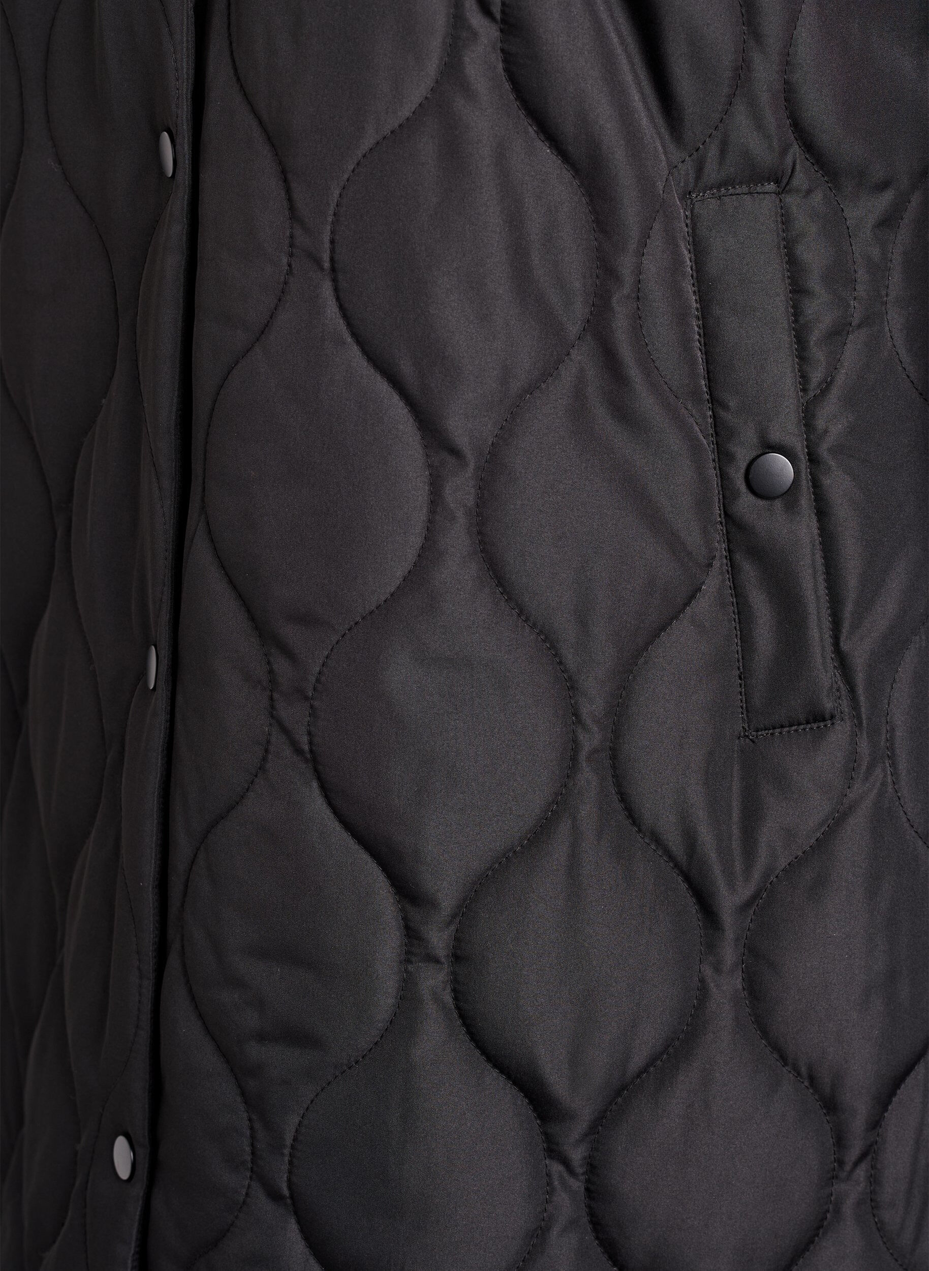 ZizziMell&aring;ng quiltad jacka med huva, Svart, Packshot image number 3