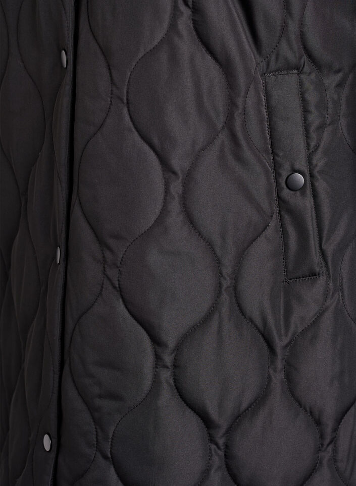 Mell&aring;ng quiltad jacka med huva, Svart, Packshot image number 3