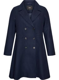 A-line wool coat with pockets, Blue
