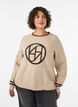 Tr&ouml;ja med logga och kontrastr&auml;nder, Beige, Model image number 0