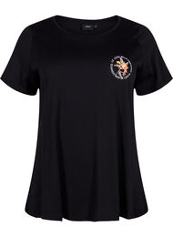 T-shirt i bomull med tryck framtill, Black W. Chest print