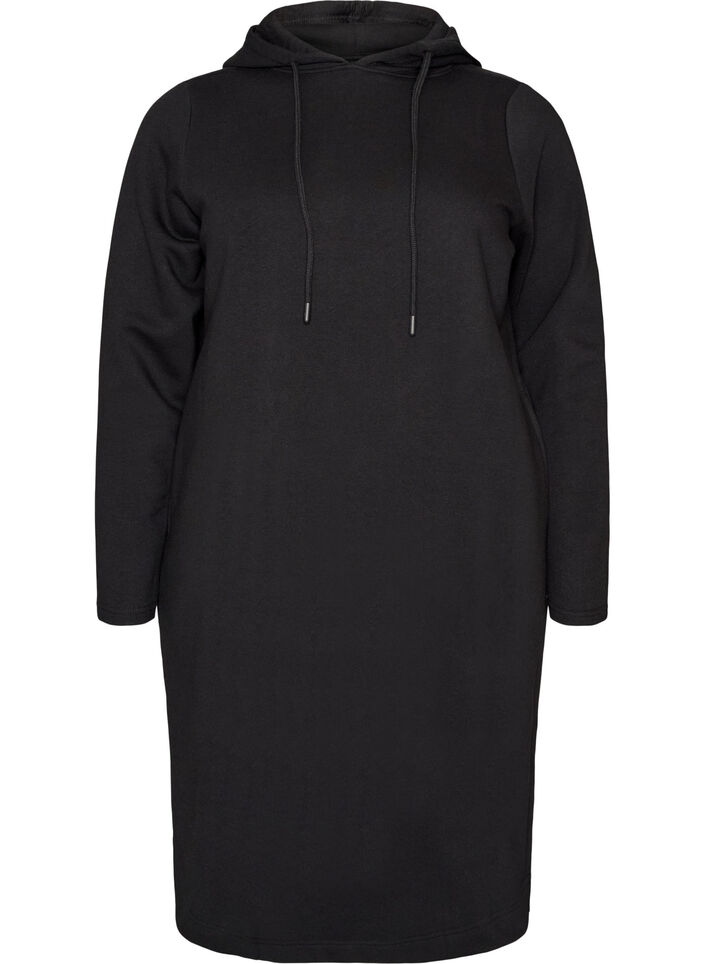 Sweatshirtkl&auml;nning med huva och fickor, Svart, Packshot image number 0