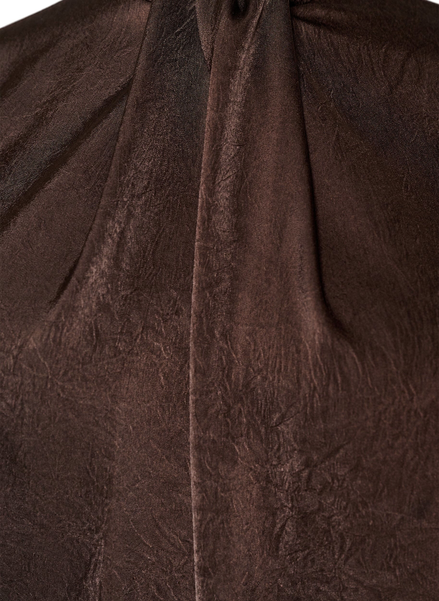 ZizziBlus i satinlook med ballongform, Brun, Packshot image number 2