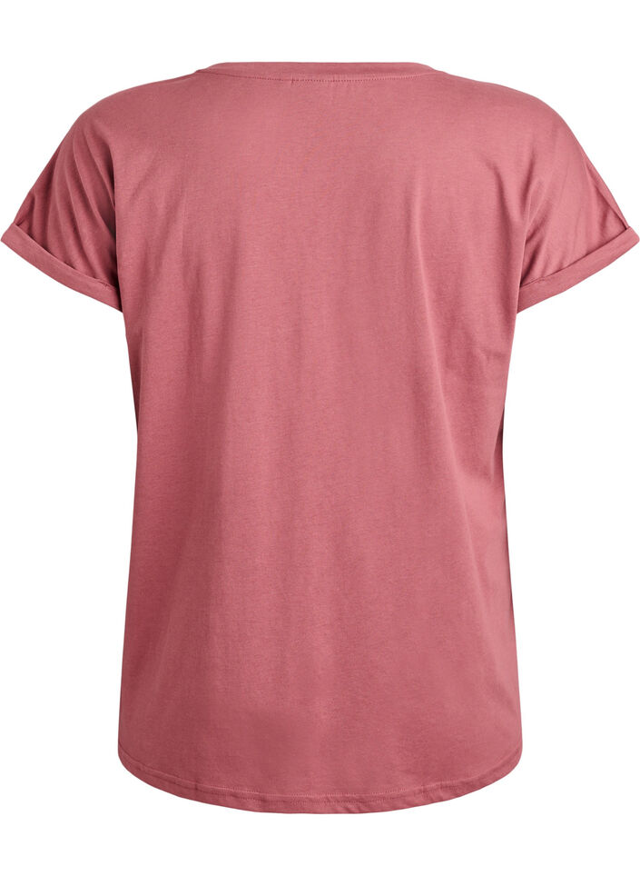 Kort&auml;rmad t-shirt i bomullsblandning, Rosa, Packshot image number 1