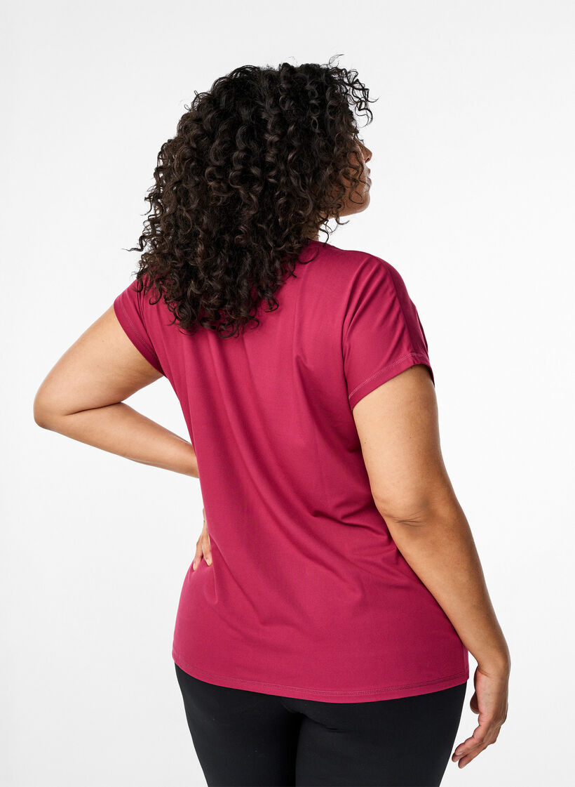 Enfärgad tränings t-shirt, Röd, Model image number 2