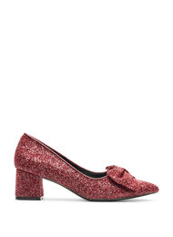 Glitterpumps med rosett, R&ouml;d