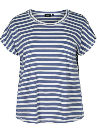 Randig t-shirt i bomull, Twilight Blue Stripe, Packshot image number 0