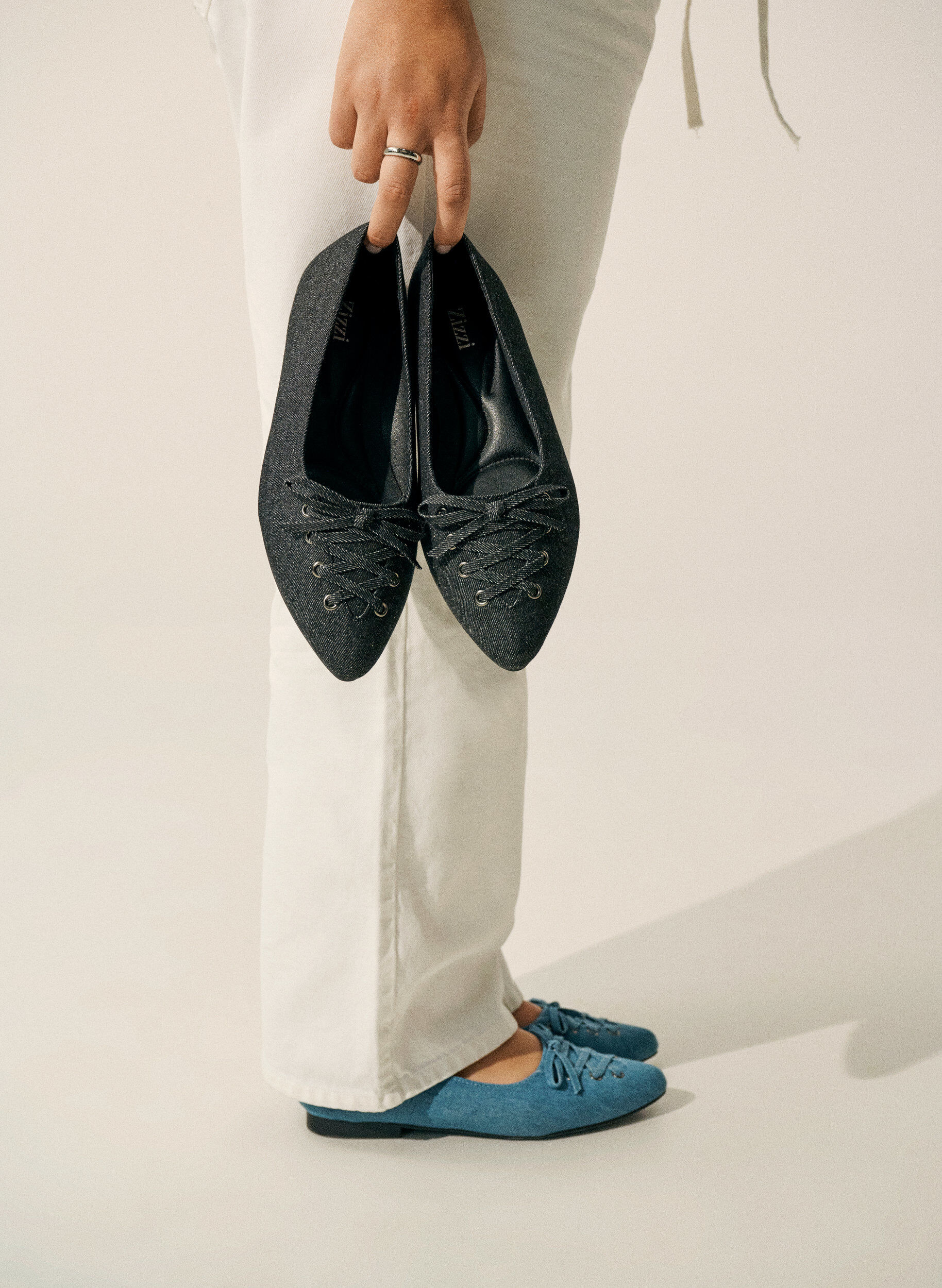 Zizzi Ballerinaskor med sn&ouml;rdetalj, Svart, Image image number 0