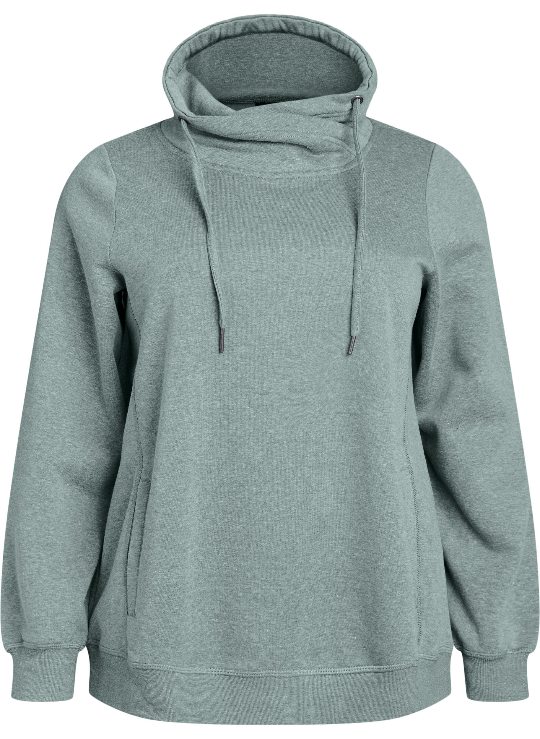 FLASH - Sweatshirt med h&ouml;g krage och fickor