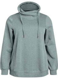 Sweatshirt med h&ouml;g krage och fickor, Gr&ouml;n