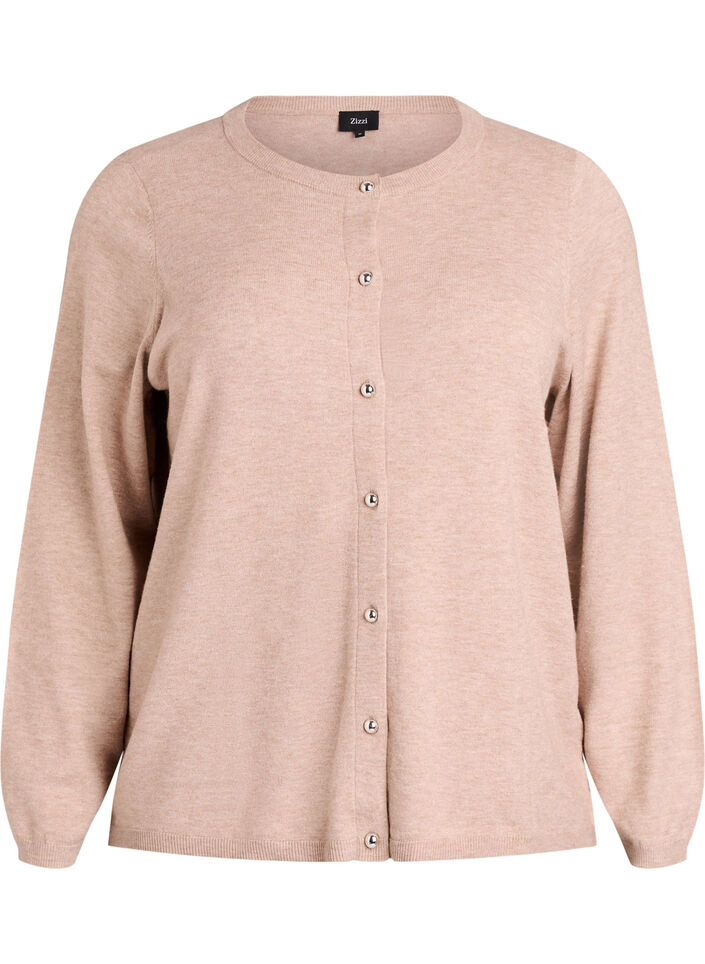 Cardigan med runda knappar, Beige, Packshot image number 0