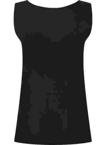 Ribbad pyjamastopp med spets, Black, Packshot image number 1